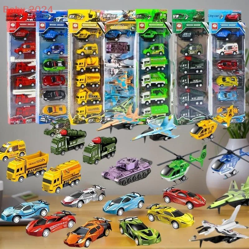 Jouet indispensable pour les garçons : 4/6 pièces, modèles de véhicules d'ingénierie à retirer, camion d'assainissement à l'inertie.