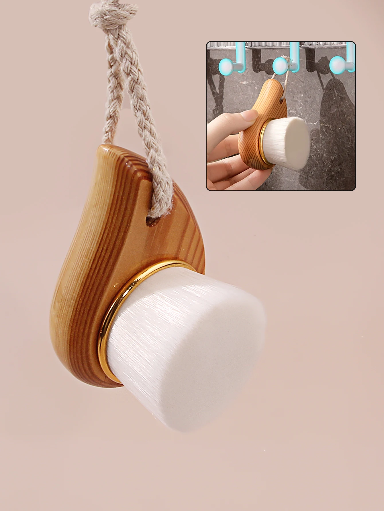 Wooden Handle Facial Cleansing Brush Soft Fiber Hair Exfoliating Blackhead Face Clean Brush Skin Care Tool Facial Cleansing Tool