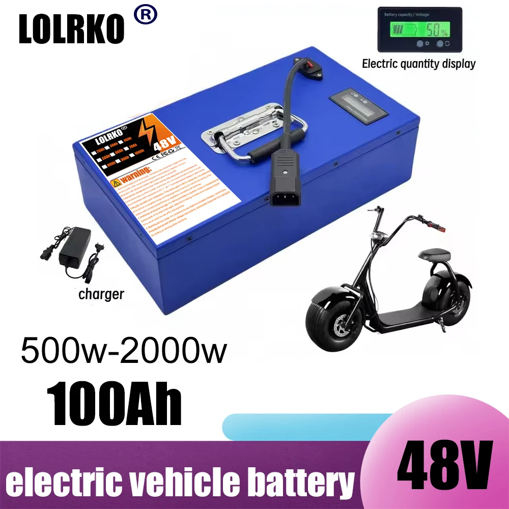 

48V 20Ah-100Ah 18650 Lithium-ion Battery Pack with 30A BMS, Suitable for Electric Scooter Bicycle、Bicycle Battery