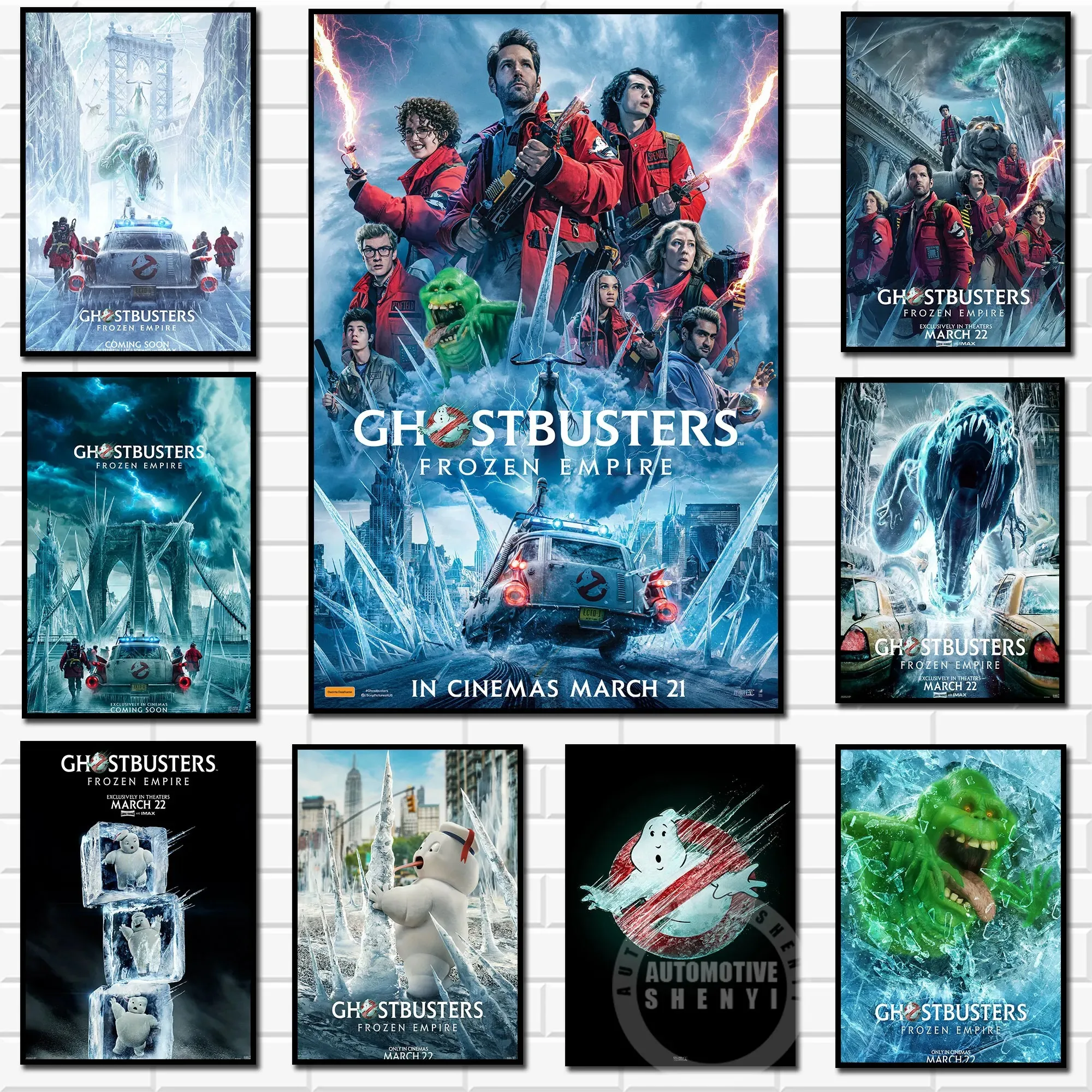 2024 Ghostbusters Frozen Empire Movie Poster Wall Art Canvas Print Poster Canvas Wall Home Decor Living Room Decor