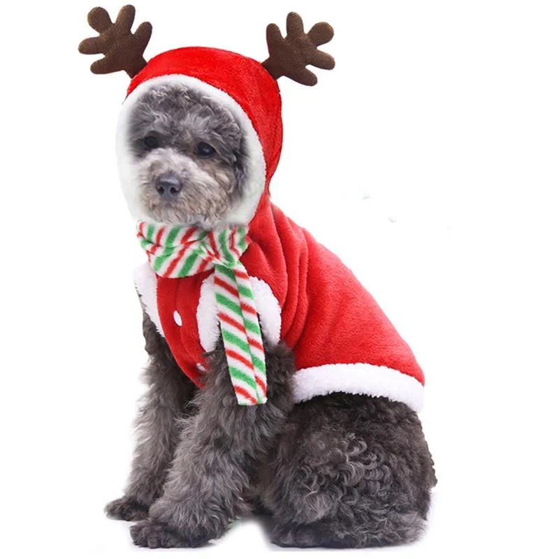 Dog Clothes Christmas Pet Shih Tzu Puppy Outfit Winter Xmas Santa Reindeer Costume Cat Hoodie Coat Party Dress Up