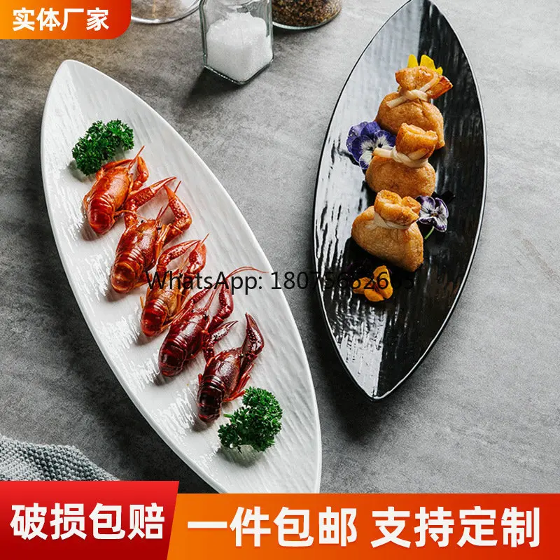 Japanese-style sashimi & sushi plate, ceramic dessert plate, party snack dish, fried food plate