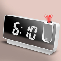 1 PC LED mirror display plug-in alarm clock, time projection, power-off memory function (for plug in use, without battery)