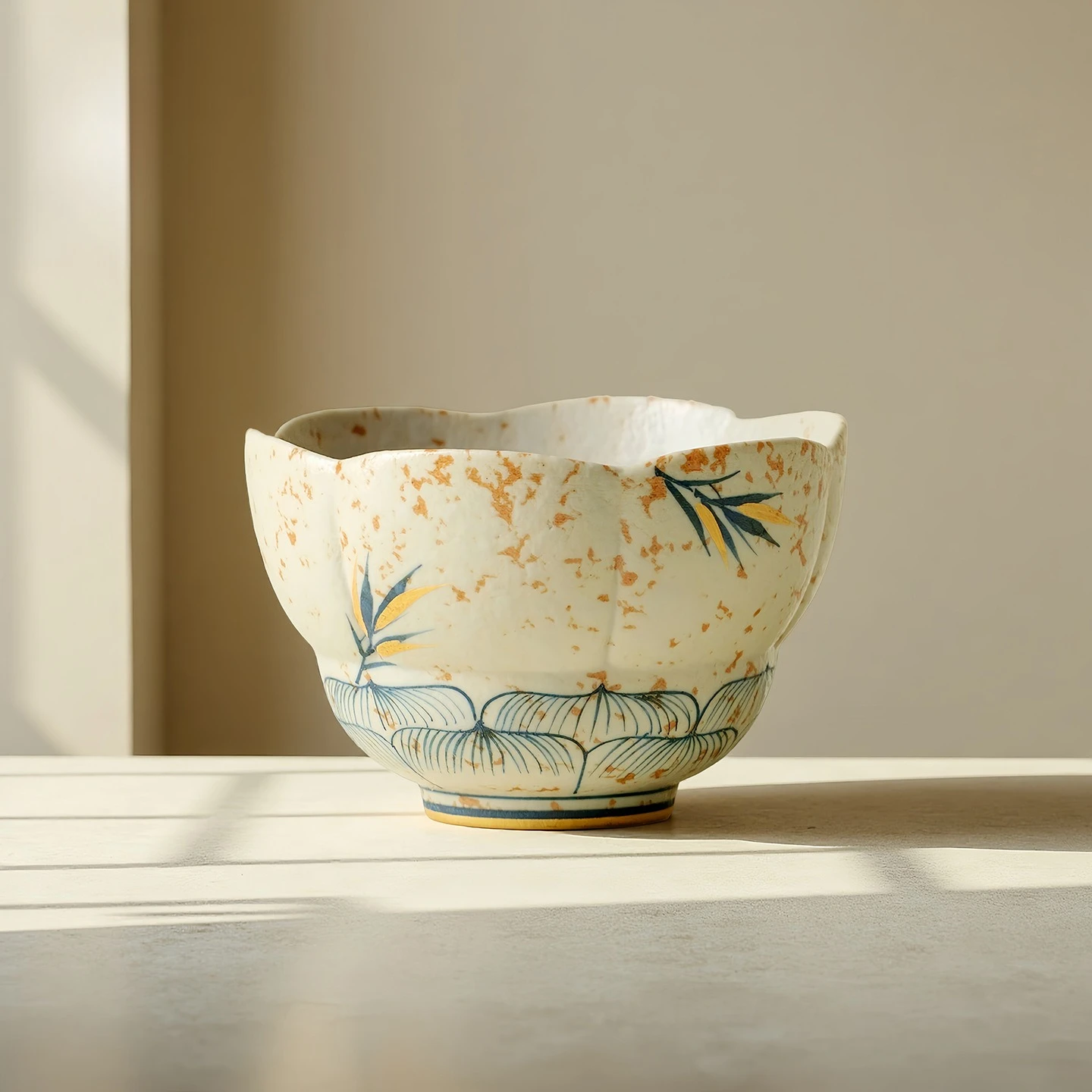 

Hand Painted Caramel Glaze Bamboo Ancient Master Cup Kung Fu Tea Set Blue Underglaze Tea Cup