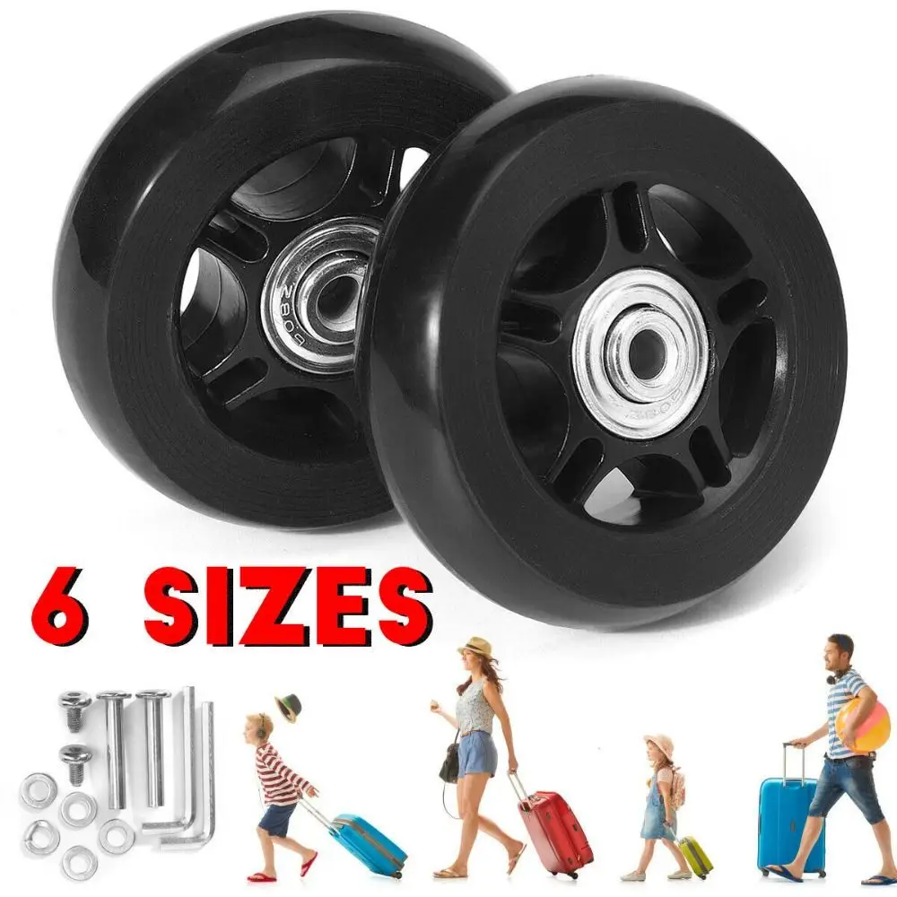 1Set Luggage Wheel Suitcase Replacement Wheels Black with Screw Resistant Flexible Axles Repair Kit 40/43mm/54mm/60mm/64mm/70mm