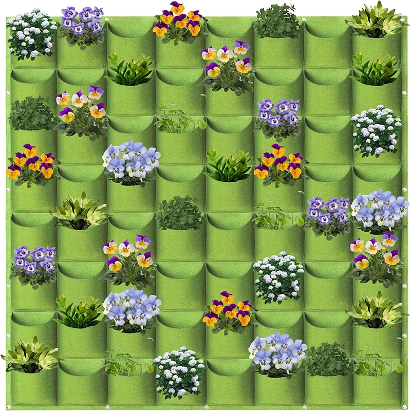 

64 Pockets Wall Hanging Pockets Planting Bags Flower Pot Home Garden Grow Bag Garden Planter Vertical Suculentas Plant Pot