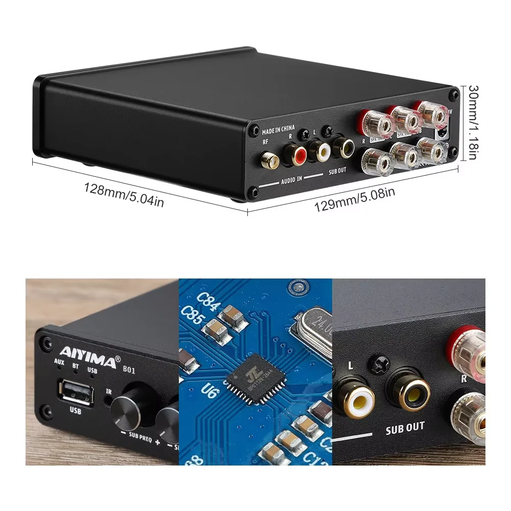 AIYIMA B01 Bluetoothパワーアンプ 2.1サウンドアンプ スピーカー
