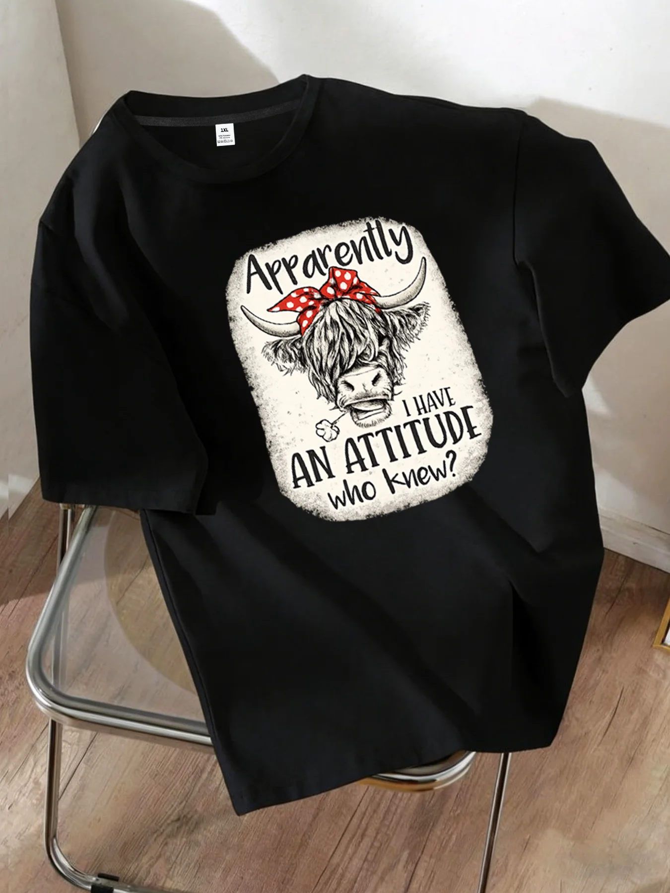 

[YJ01006] Женская футболка больших размеров с круглым вырезом и короткими рукавами, с бантом, принтом коровы и надписями, модный и универсальный летний топ