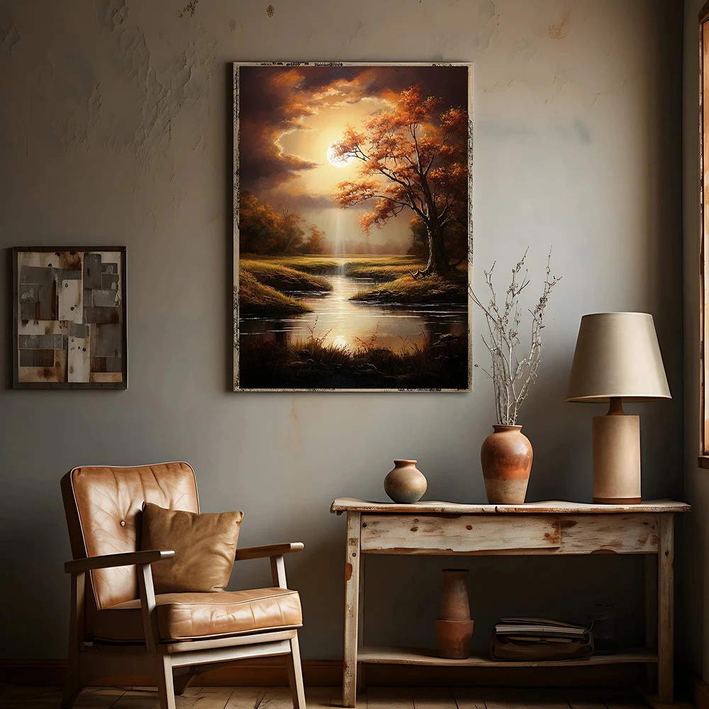 [No Framed]  Home Decorative Wall art, Autumn Stream, Poster Wall Decoration Painting, Canvas Printing Living Room, Bedroom, Kit