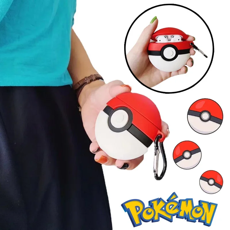 Pokemon Anime 3D Poké Ball Cover For Apple Airpods 1 2 3 Pro Case Silicone Soft Earphone Shell For Airpods Pro2 Keychain Pendant