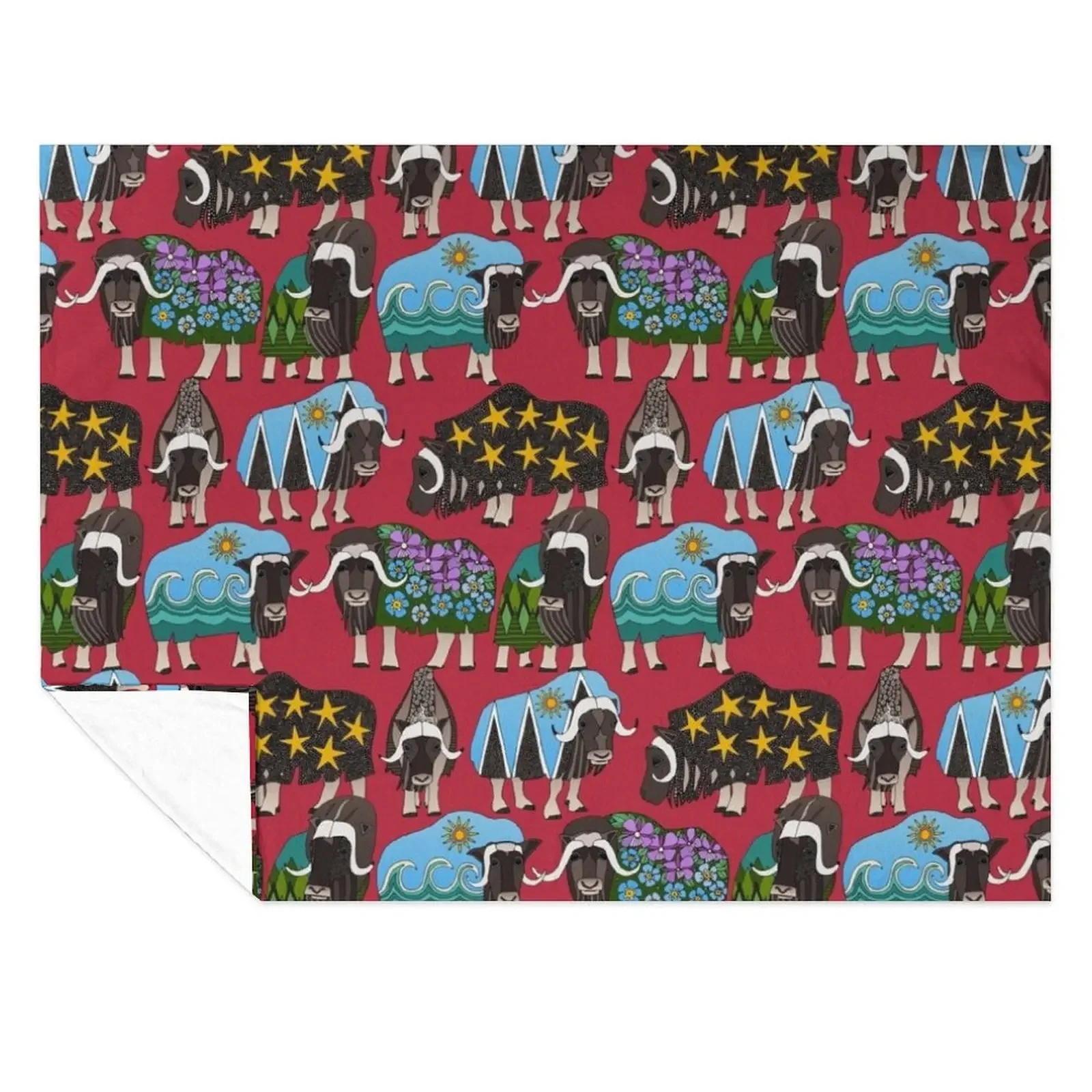 

Alaskan musk ox red Throw Blanket Weighted Beach Sofa Throw for winter Blankets