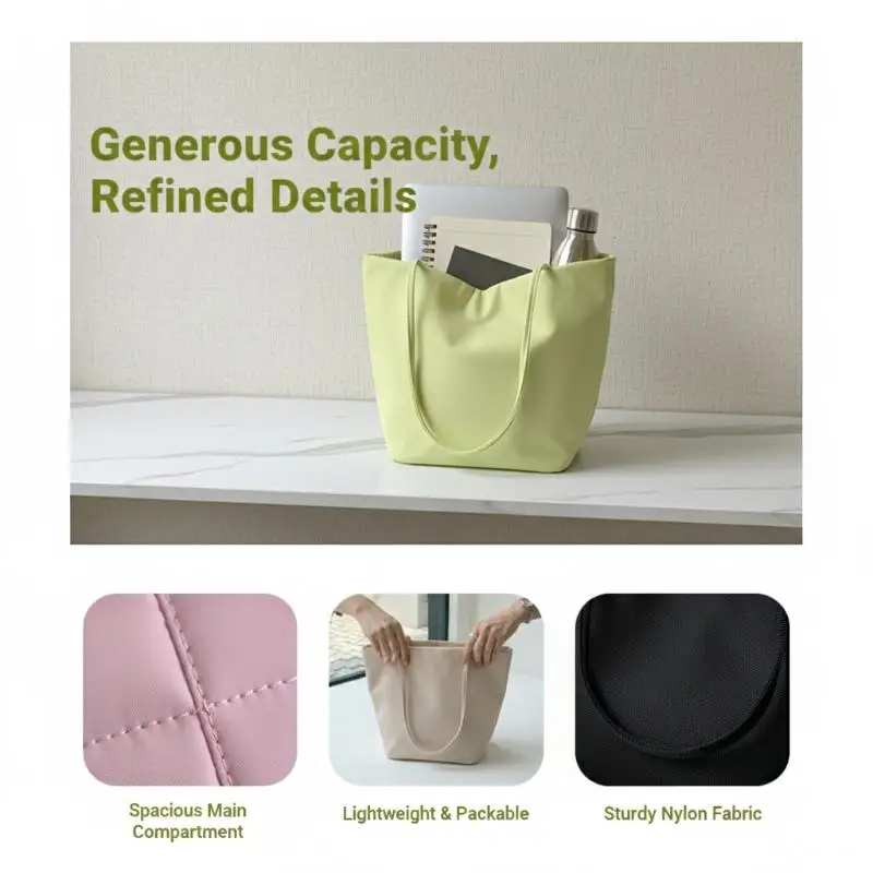 Casual Nylon Bucket Bags For Women Shoulder Bag Fashion Soft Women Bag Tote Purses And Handbags Female Shopper Commuter Bags