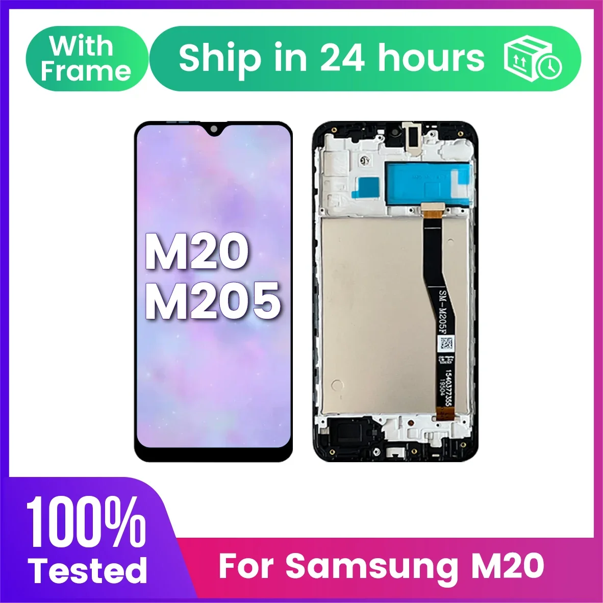 GEFENSIFor SAMSUNG M20 Pantalla LCD M20 2019 SM-M205 M205F M205G/LCD Pantalla táctil Digiziter montaje Pantalla con marco LCD Disp