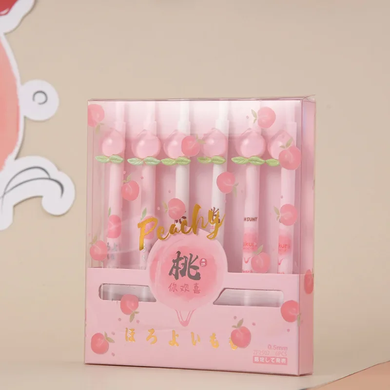 

36 шт., мультяшные ручки серии Juicy Peach только для персика, вы радость, офисный канцелярский пресс, ручка-роллер, оптовая продажа