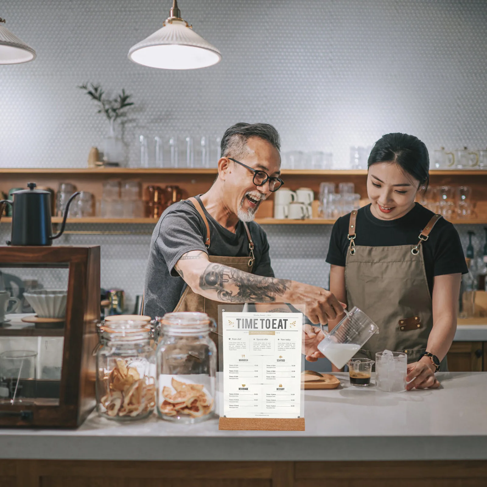 

Cake Label Display Stand Acrylic Sign Holder Premium Clear Menu Tabletop Holder for Restaurant Price Tags Display