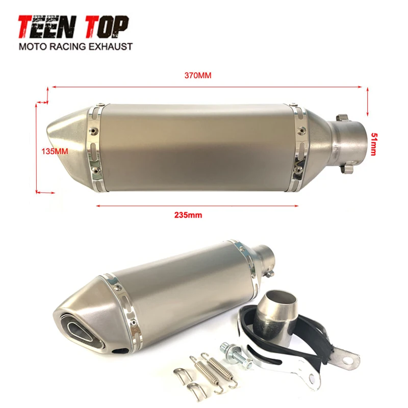 

Universal Motorcycle Exhaust 370mm Titanium AK Exhaust 51mm Escape Moto Tube For Yamaha Nmax125 Nmax155 R3 MT03 NVX125 Pitbike