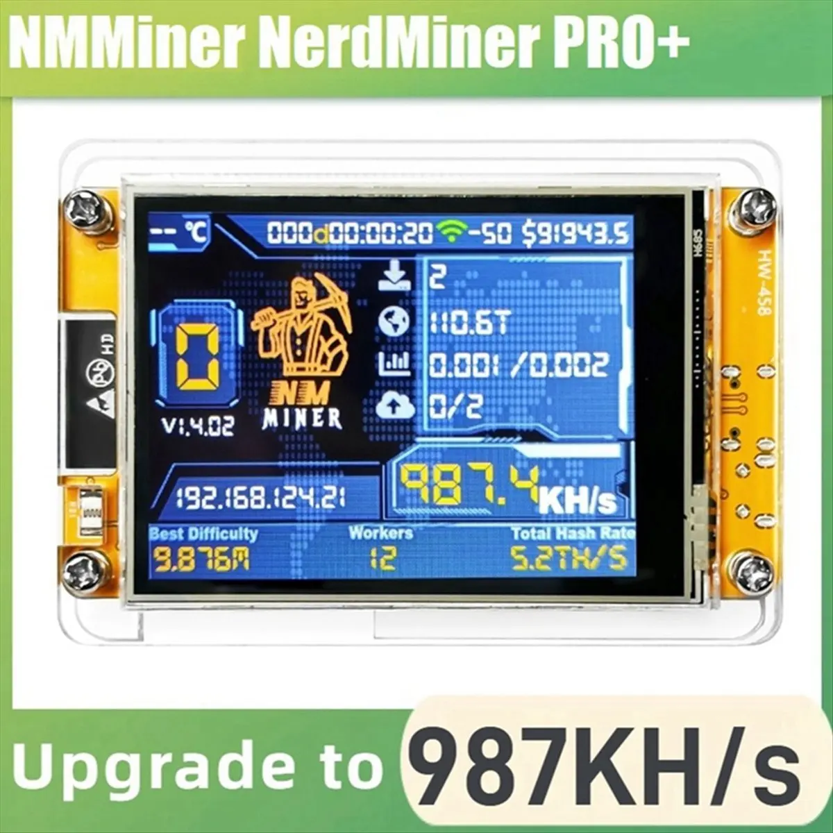 

A10I NMMiner NerdMiner Upgraded Harshrate 987KH/S 2.8 Inch Smart Display Bitcoin Crypto Solo Lottery Miner NerdMiner