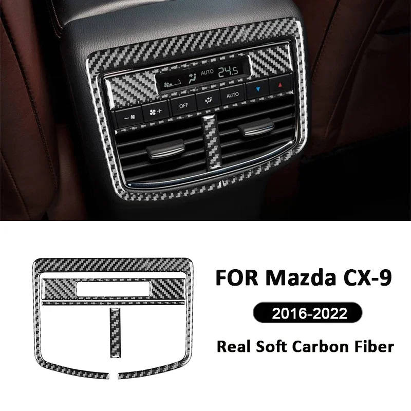 

For Mazda CX-9 2016-2022 Carbon Fiber Car Rear Air Conditioning Control Outlet Vent Panel Trim Frame Decoration Sticker