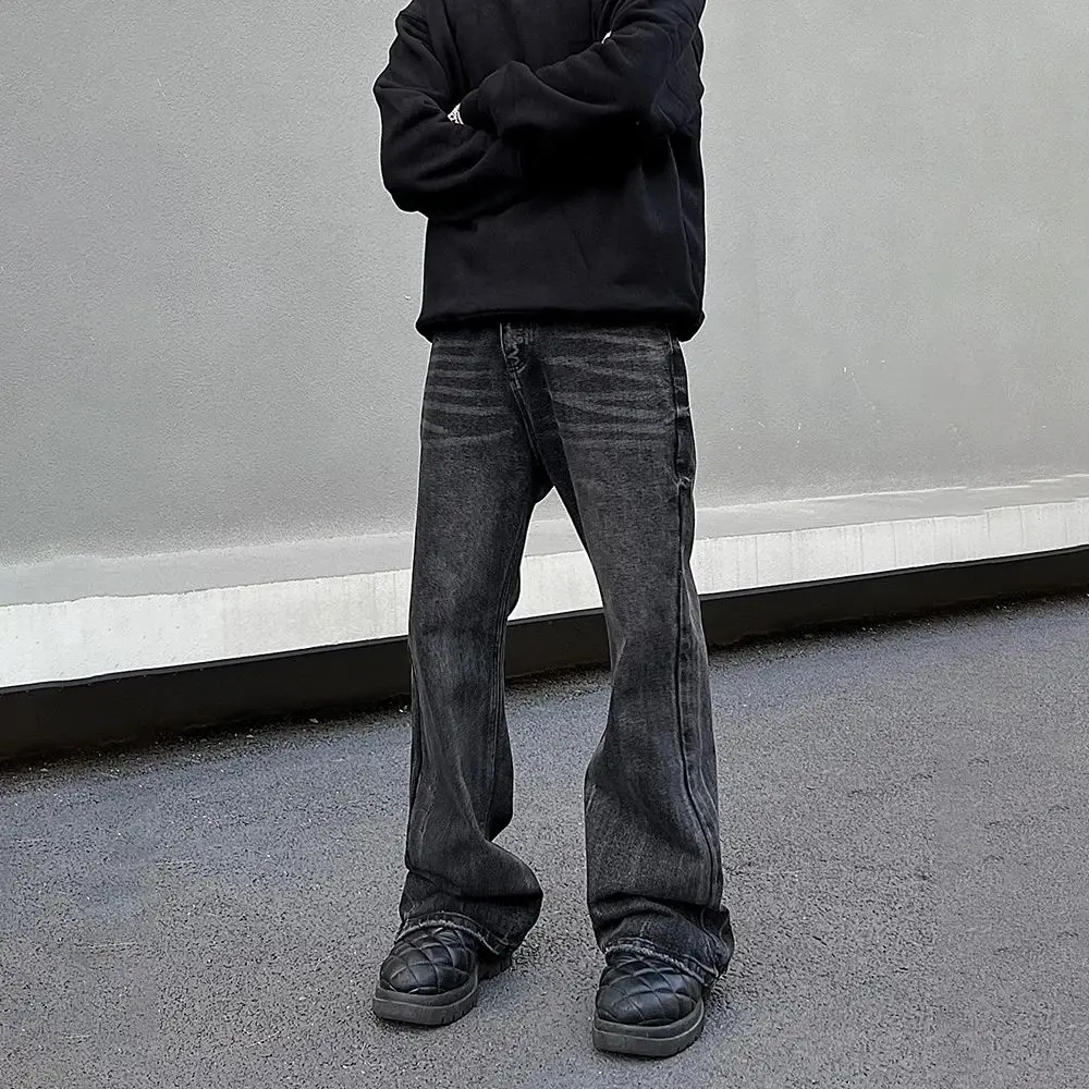 

Мужские широкие джинсы свободного кроя, прямые расклешенные брюки, удобные повседневные джинсовые штаны для мужчин, осенний сезон