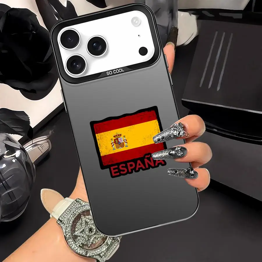 حافظة لهاتف آيفون 16e 13 14 16 17 Pro Max 12 11 17Air 15 Plus XR XS غطاء هاتف خلفي علم إسباني وطني #5