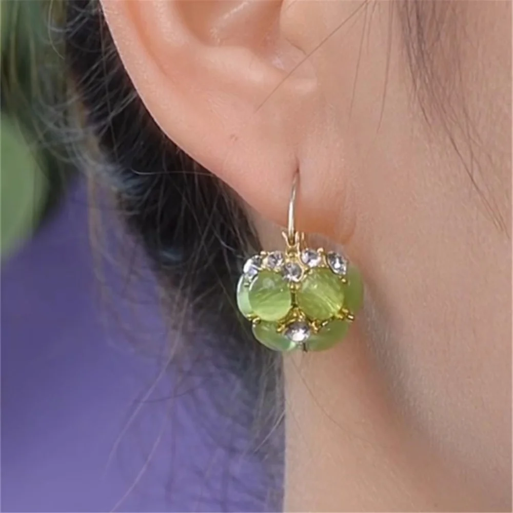 

Luxury Female White Green Zircon Stone Hoop Earrings Vintage Fashion Gold Color Wedding Jewelry For Women
