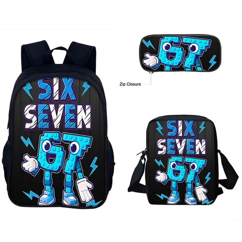 Imagen 1 del producto Mochila de rouba A Brainrot para estudiantes de primaria y secundaria, bolsa de almuerzo Brainrot 67, funda para bolígrafo, 3 uds.