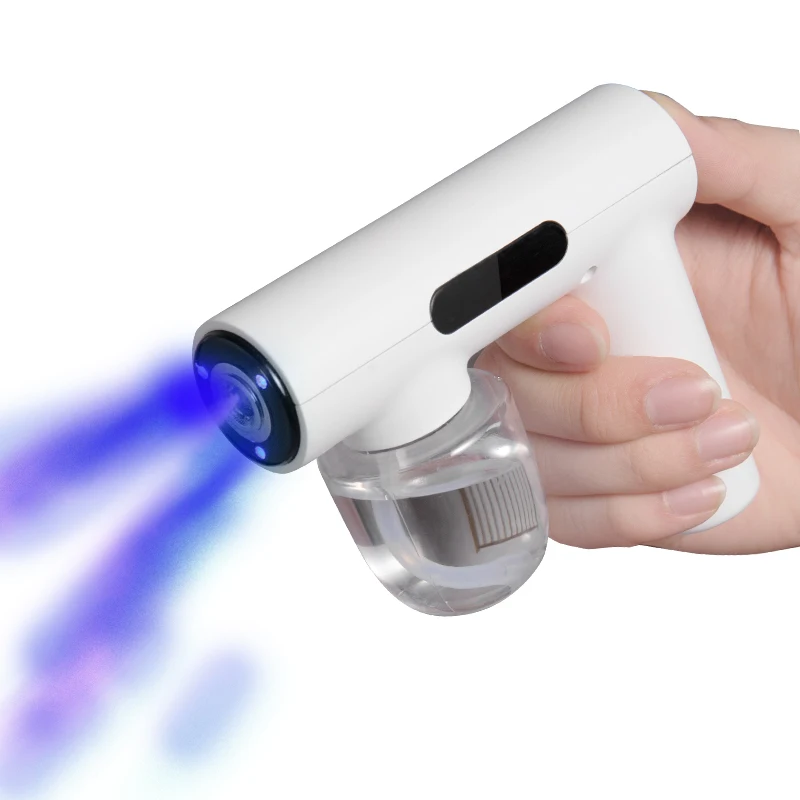 Mini Portable Rechargeable Cleaning Spray Bottle, 1.69oz Nano Blue Light Sterilizing Spray, Handheld Powerful Sprayer, Sterilizing Agent Steam Battery Capacity 1200mAh, Suitable for Cars, Schools, Bedrooms, Clothing, Express Delivery, Etc