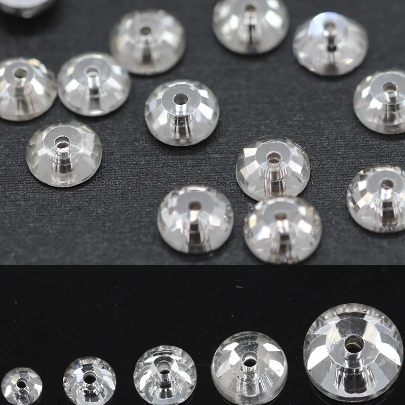 72pcs 3/4/5/6/8mm Crystal Clear  round Shape crystal glass sew on Round crystal glass flatback sew on 1/one hole rhinestone