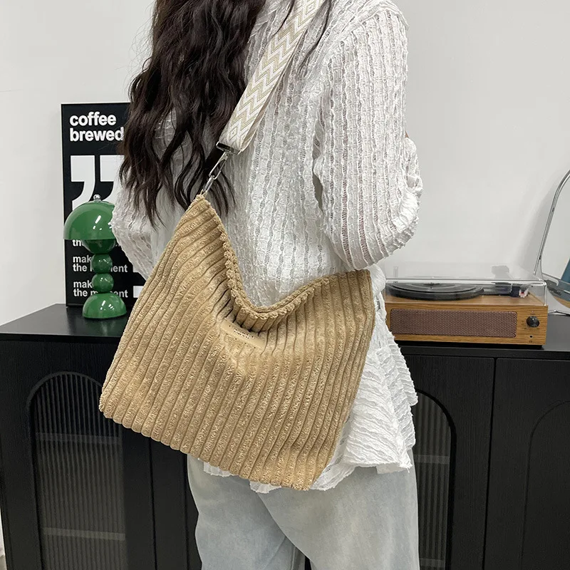 Versatile Women's Corduroy Crossbody Shoulder Bag, Suitable for Holding Tablets, Mobile Phones, Books, travel, Mother's Day Gift