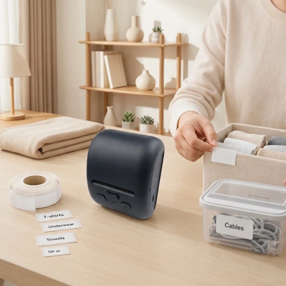 Portable Thermal For Labels Maker Shipping Printer With 4 Rolls Paper Thermal Labels Printer Sticker Maker For Shipping Home Use