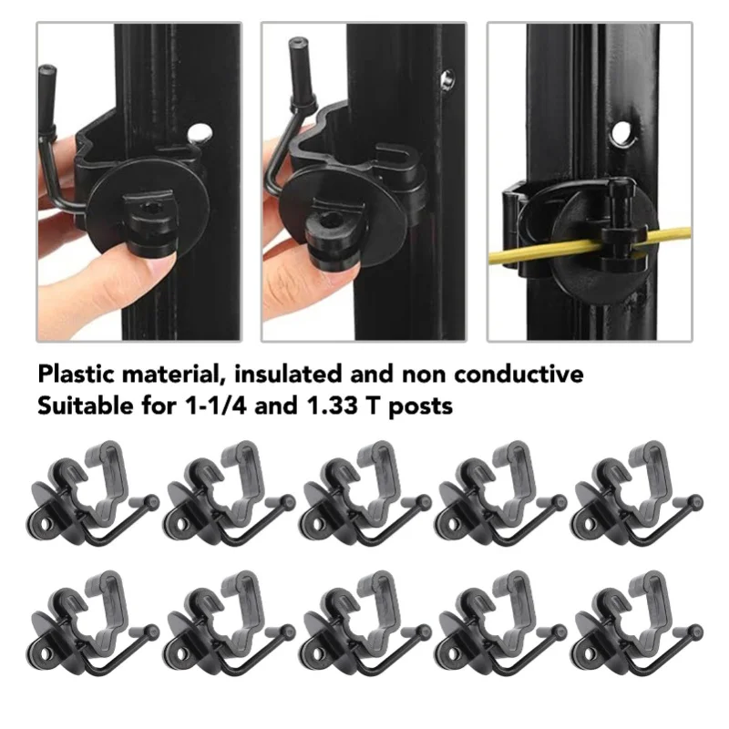 25PCS T Post Insulators Electric Fence Pinlock Insulator Wire Holding Clips For Farm And Garden Fences view 3
