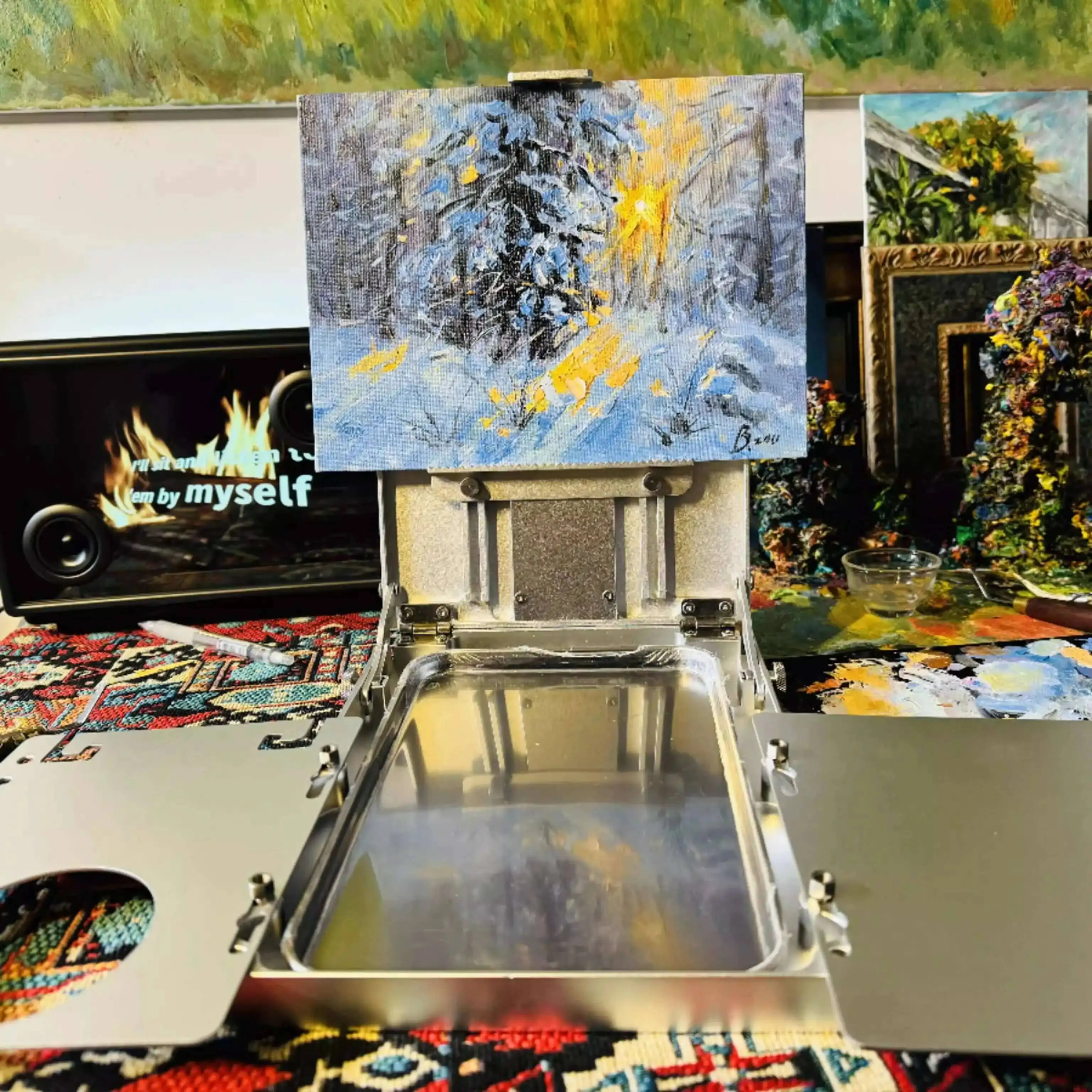 High-End Pure Aluminum Alloy Outdoor Portable Adjustable Watercolor Painting Box Oil Painting Box Easel