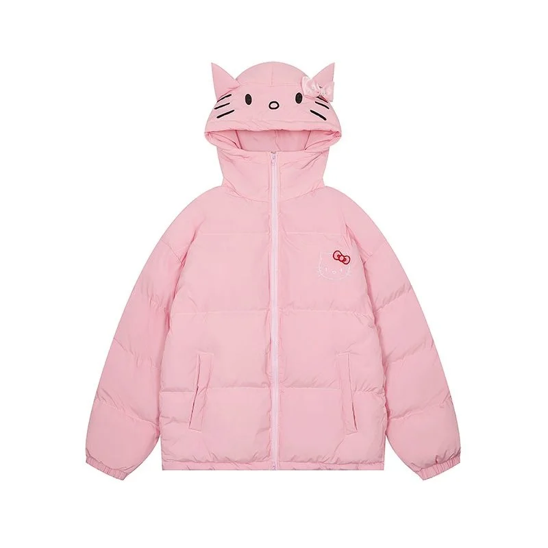 Miniso-abrigos acolchados con cremallera para mujer, chaquetas de algodón con bordado de dibujos animados, estilo Harajuku, Y2k