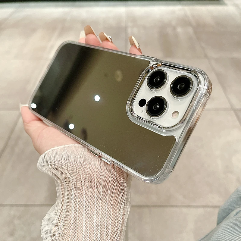 

Luxury Cute Makeup Mirror Phone Case For iPhone 17 16 E 15 14 13 12 11 Pro Max XSmax XR Xs X 8 7 Plus Ultra-thin Silicone Cover