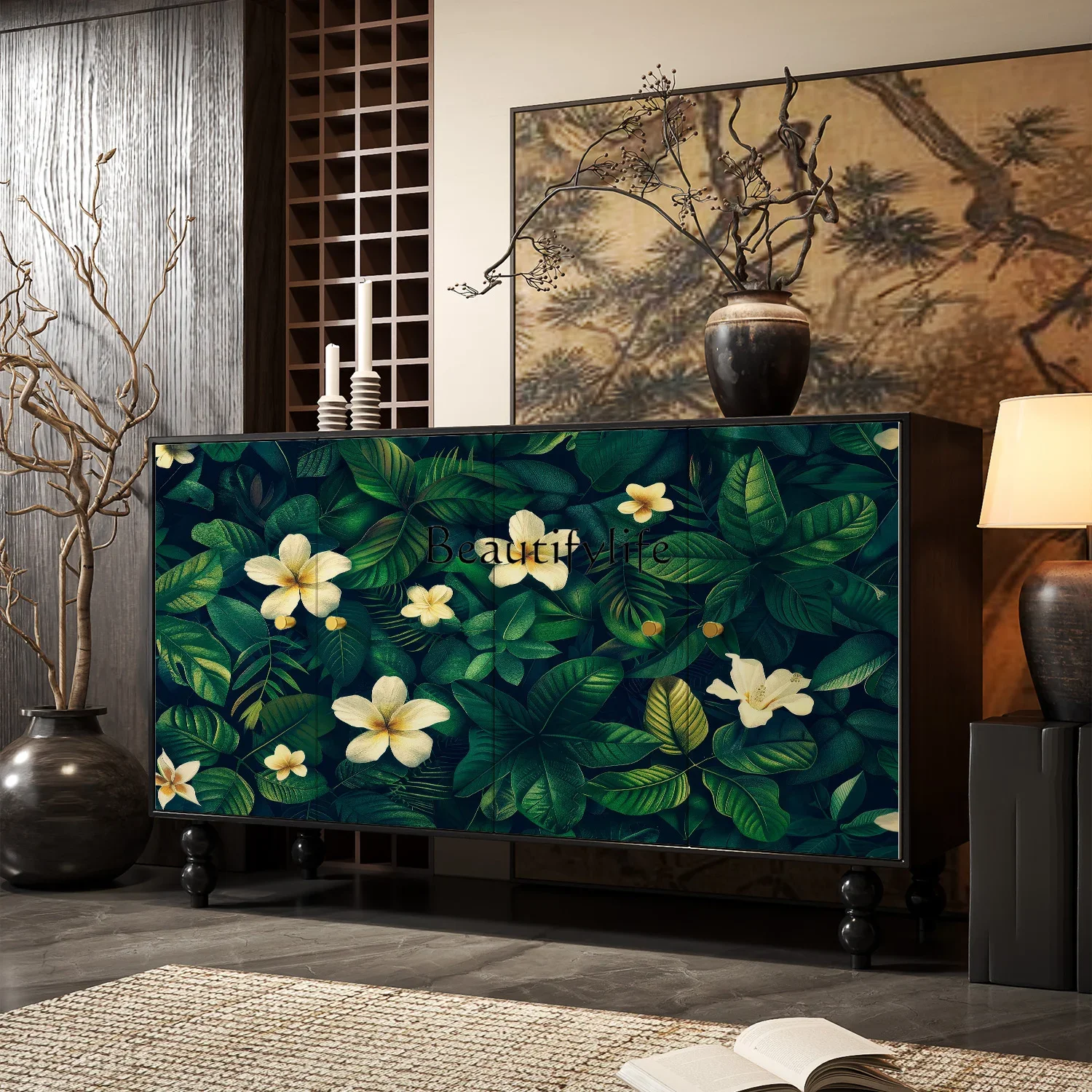 

yj21 French entrance cabinet, antique painted entrance door, living room partition