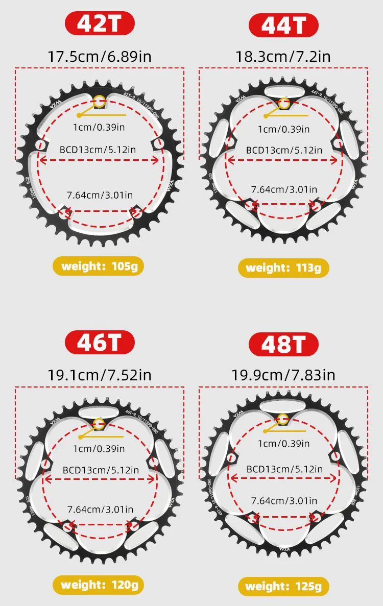 VXM Road Bicycle Folding Bike 130BCD Crank Aluminum Narrow Wide Chainring 38 42 48 52 60T Chainwheel Disc Sprocket Tooth Single