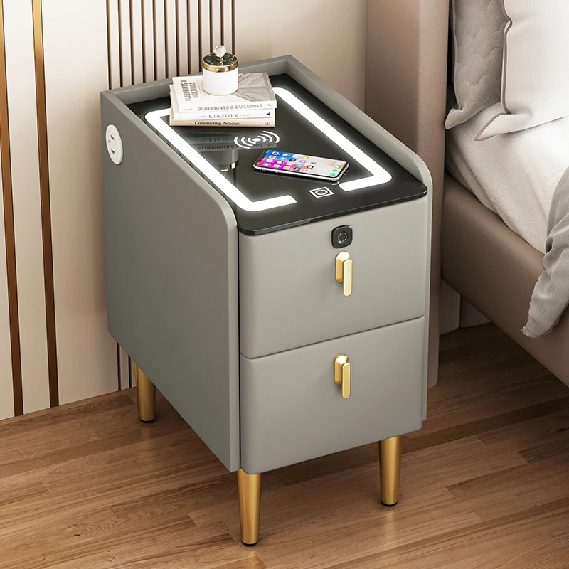 Spring Qiushi Smart Wireless Charging Bedside Table Simple Modern Multifunctional Advanced Storage Bedside Cabinet Mini