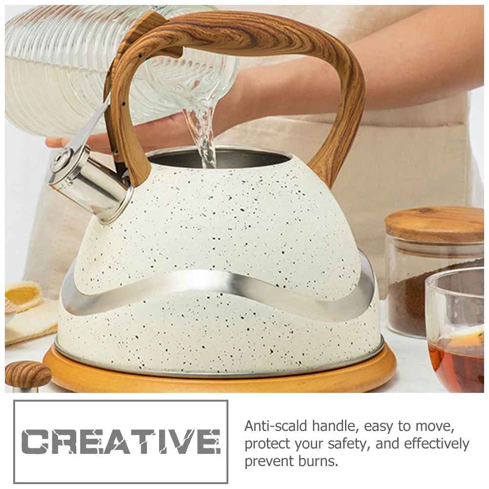 

Whistle Kettle Retro Kitchen with Insulated Handle Thicken Gas Cooker Beige Supply
