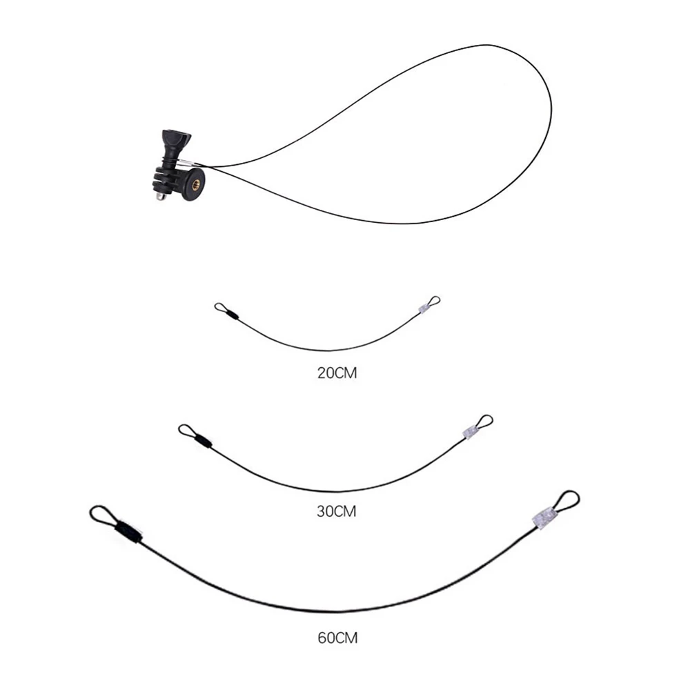 20cm/30cm/60cm/80cm Protable Safety Strap Stainless Steel Lanyard Cord Wrist String Hand for GoPro Sport Camera Accessories