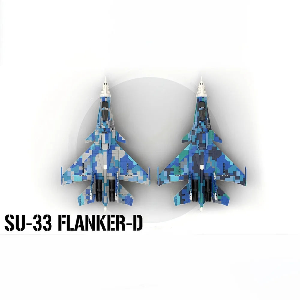 MOC Building Blocks SU-33 Flanker D - 1:34 Scale Model DIY Assemble Bricks Aircraft Educational Collection Toys Gifts 1973PCS