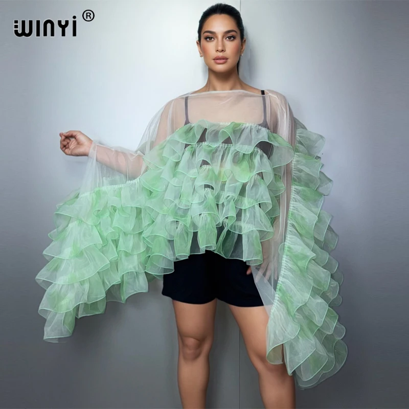 

WINYI summer Cape new Women's Tops top monocolour fashion poncho beach wear cover up