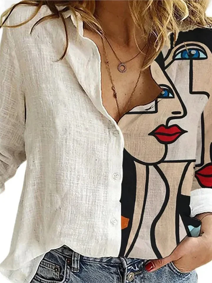 Camisa con estampado de tigre para mujer, camisa de retazos de colores contrastantes a la moda, camisa de manga larga con sentido superior, camisa de diseño de marca de otoño, Tops