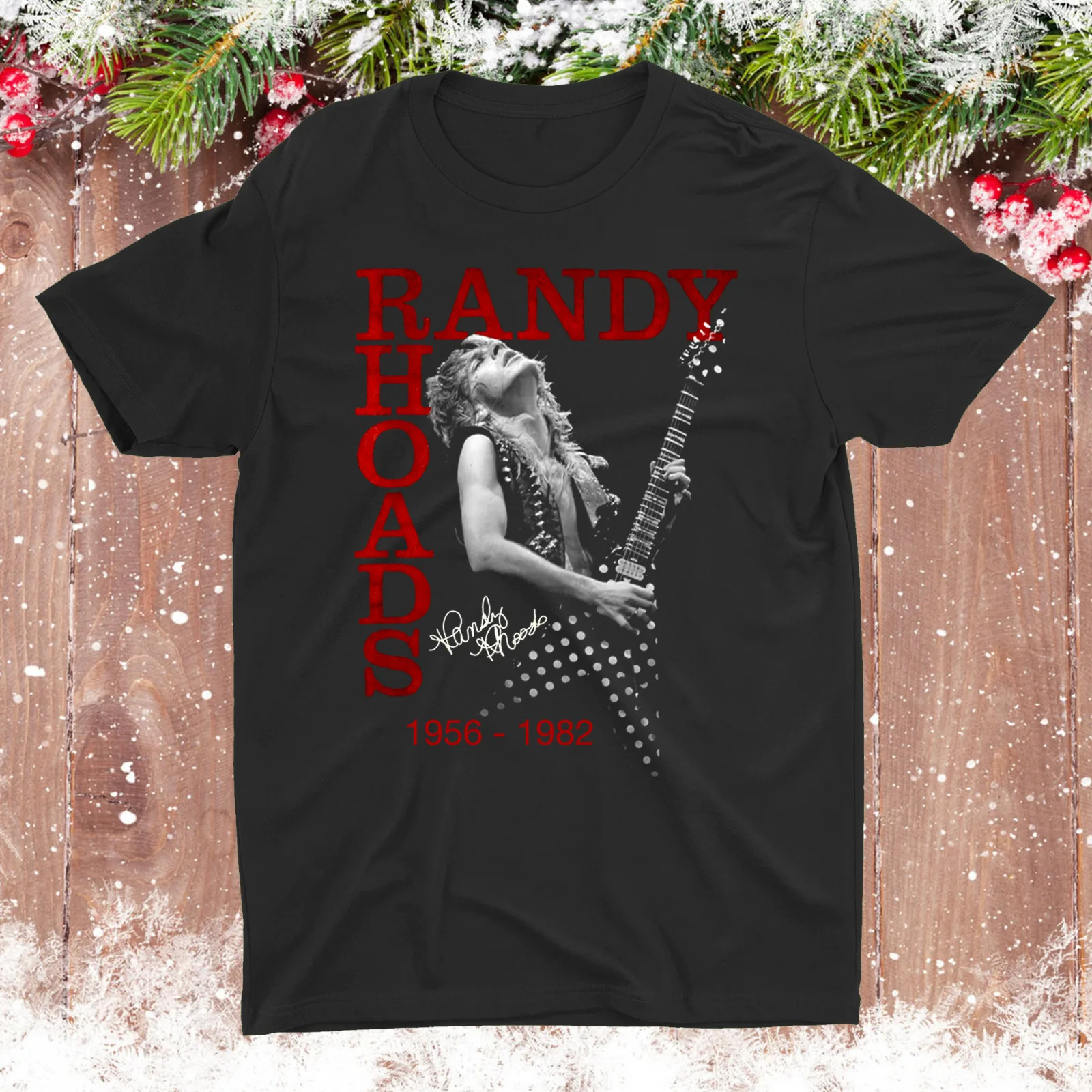 Vintage RANDY RHOADS Guitarist Signed 1956-1982 Black Unisex