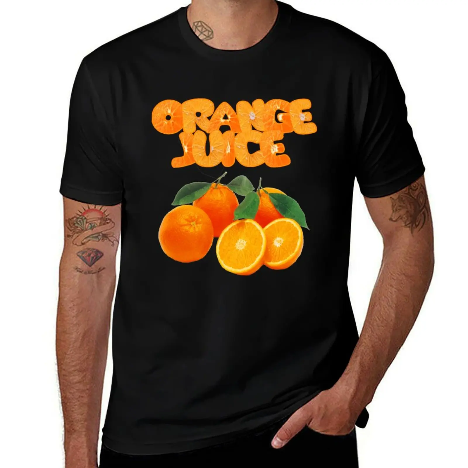Camiseta con diseño divertido afrutado de jugo de naranja, camisetas para hombre, Camiseta de algodón para hombre, Camiseta 100% de algodón