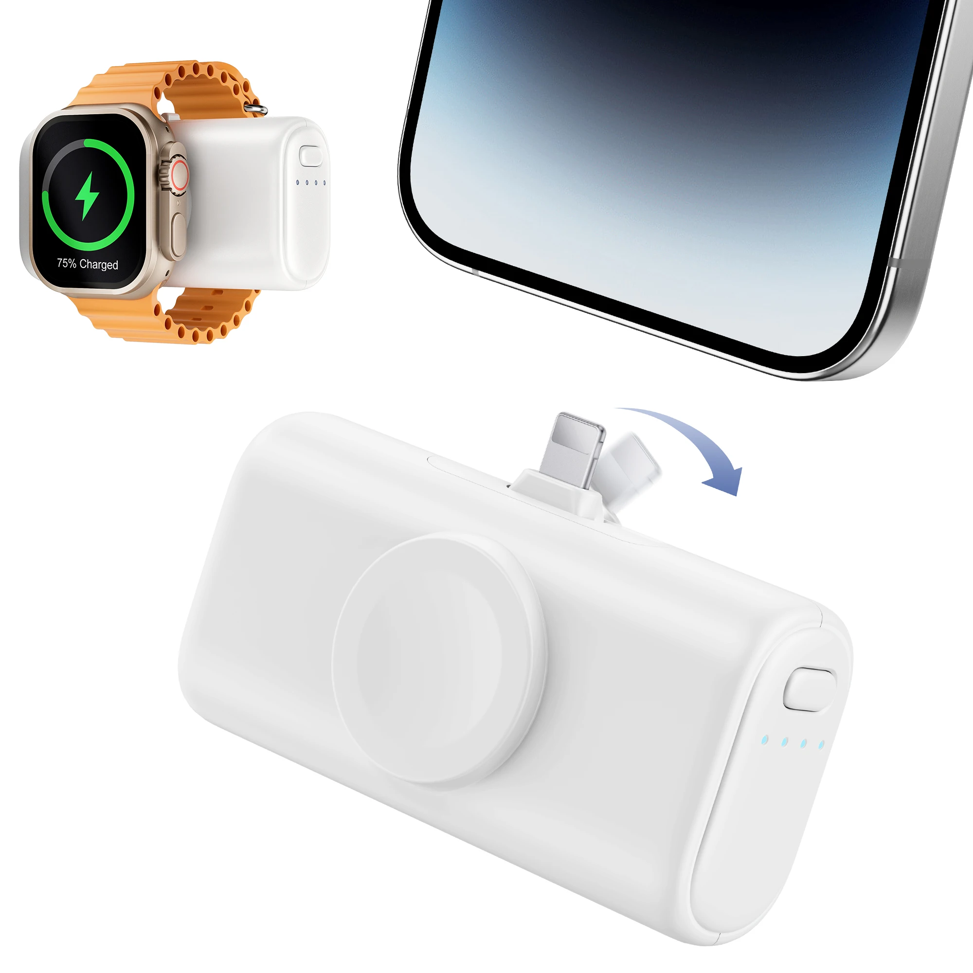 

RORRY Mini Power Bank Wireless Charging for iWatch Small Ultra Compact 15W Fast Charging PowerBank External Battery for iPhone