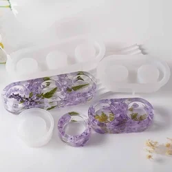 DIY Crystal Epoxy Plastic Resin Mold Porous Round Aromatherapy Gypsum Candle Holder Ornament Silicone Mold