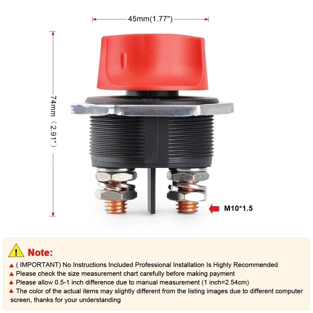 50A 100A 200A 300A DC 12V Batterietrennschalter 12V Batterie-Stromkreisschalter Trennschalter-Set für LKW, Auto, Motorrad, Boot – Detail 6