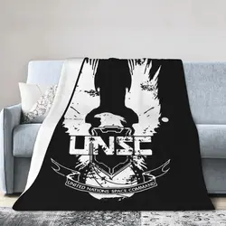 Halo UNSC Worn Logo High Quality Blankets Soft Warm Flannel Throw Blanket Plush for Bed Living room Picnic Travel Home Couch