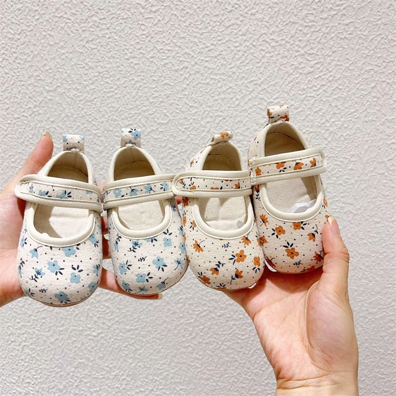 

Baby Girls Walking Shoes Toddler Kids Floral Princess Shoes Comfortable Soft Sole Anti Slip Newborn Infant First Walkers Shoes