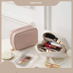 Fashion Portable PU Leather Large Capacity Travel Cosmetic Bags Makeup Pouch Women Waterproof Bathroom Multifunction Wash Bag